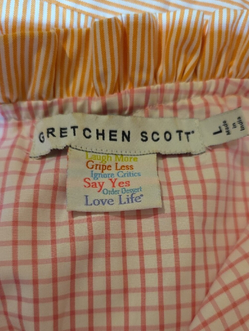 Gretchen Scott Women's Orange/White Pinstripe Tiered Ruffled Dress Size Large - Picture 3 of 12